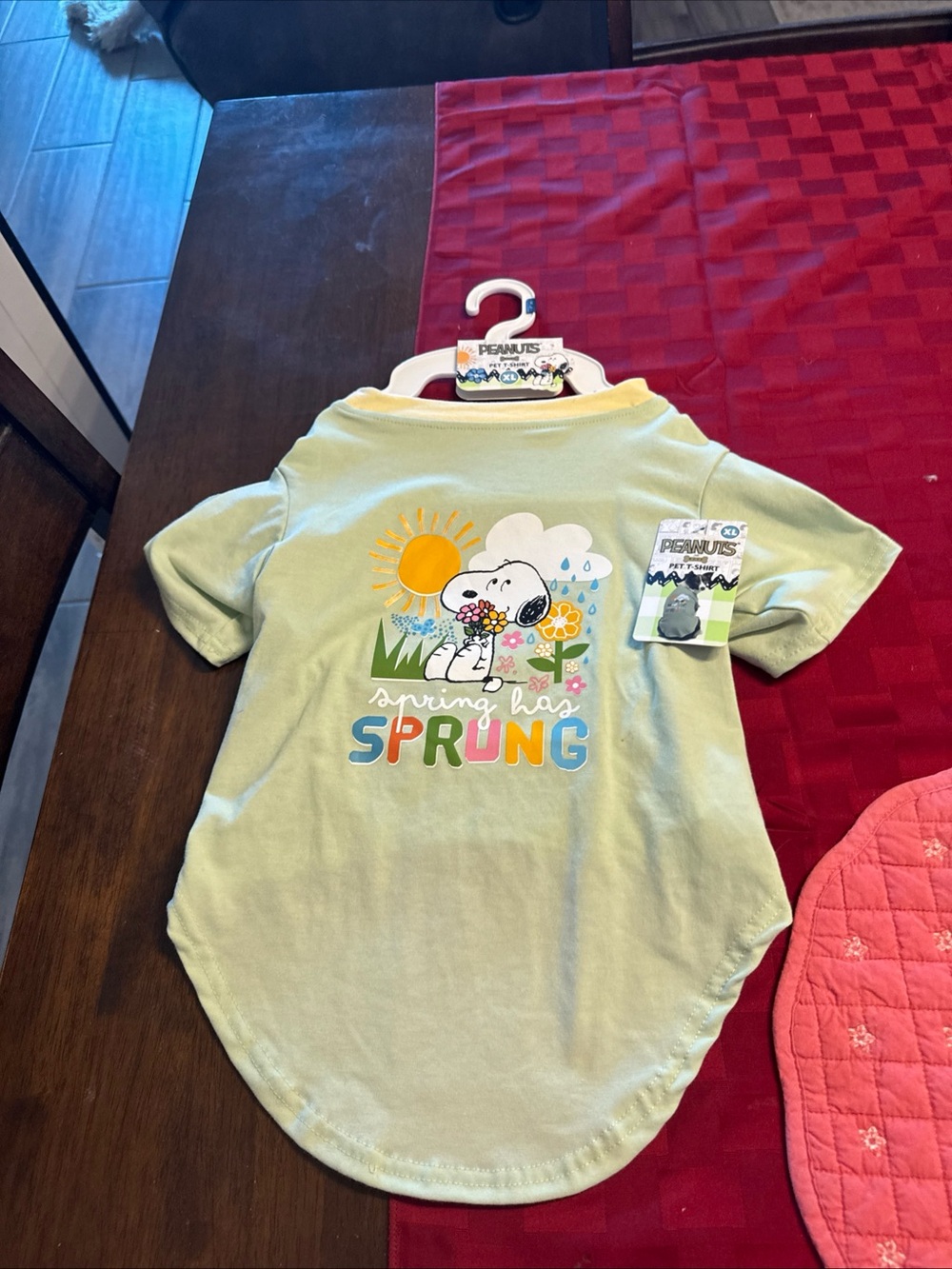 Peanuts Snoopy "Spring Has Sprung" Light Green dog Top